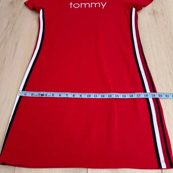 Tommy Hilfiger Tommy Embroidered Logo Red T-Shirt Dress Small / Sporty Spice - Picture 8 of 14